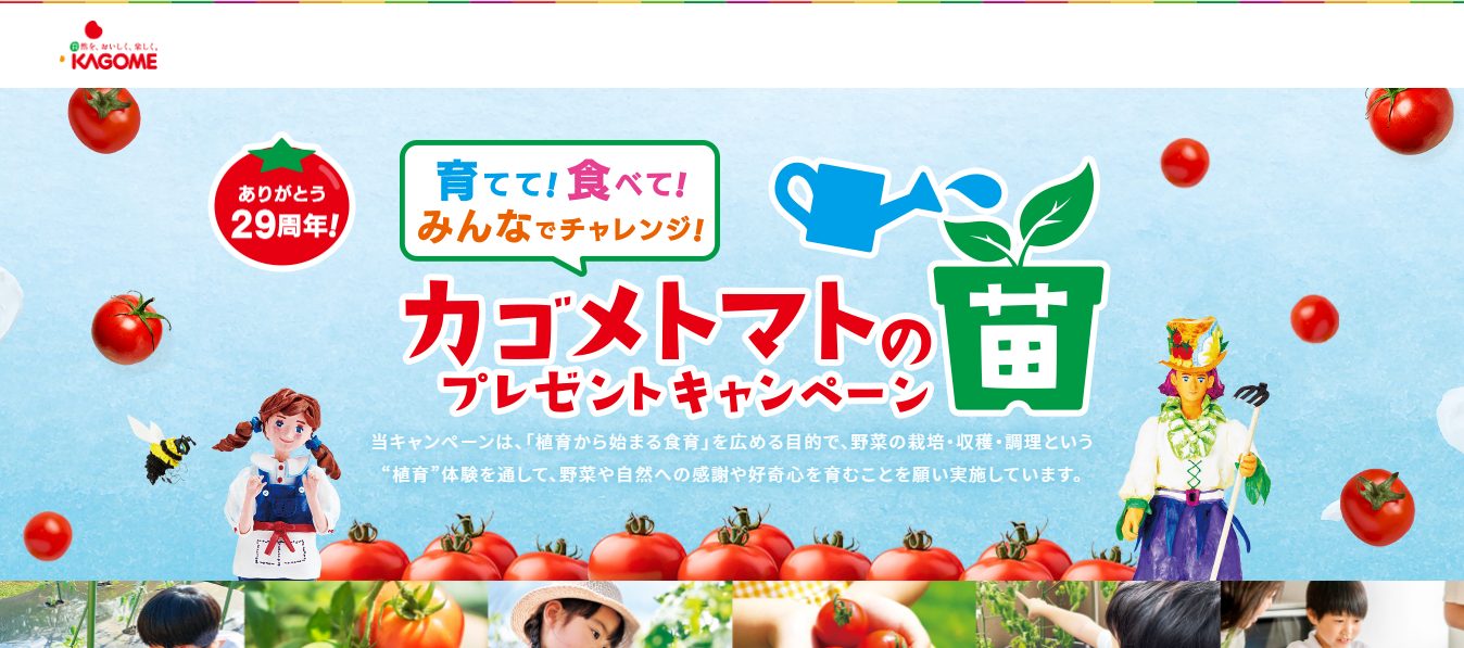 カゴメ「育てて!食べて!みんなでチャレンジ!カゴメトマトの苗プレゼントキャンペーン」の参考画像