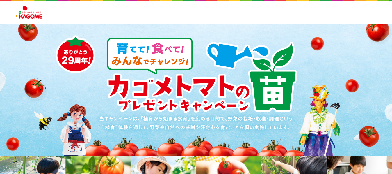 カゴメ「育てて！食べて！みんなでチャレンジ！カゴメトマトの苗プレゼントキャンペーン」の参考画像