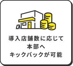 導入店舗数に応じて本部へキックバックが可能