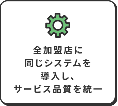 全加盟店に同じシステムを導入し、サービス品質を統一